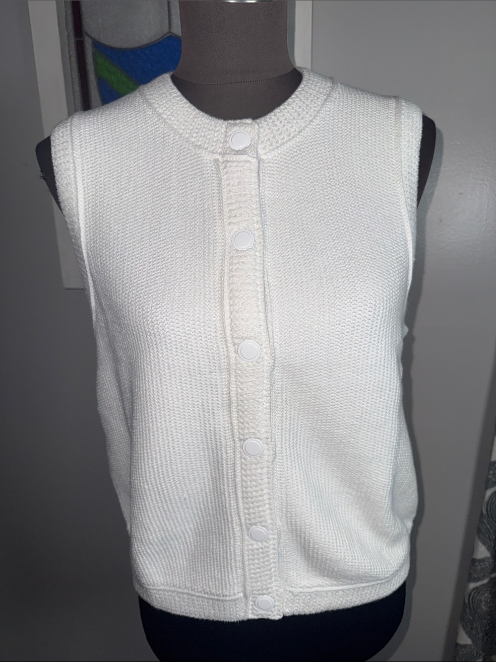 J.Crew Textured Cotton Blend Snap-Front Sweater Vest Large NWT - Picture 2 of 9